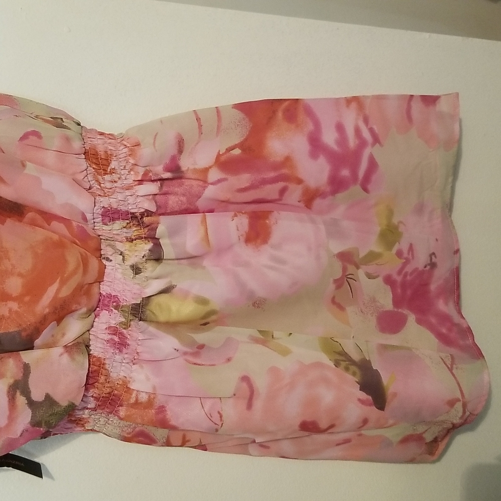 New BCBG MAXAZRIA Secret Garden Pink Floral Watercolor Paint Print Dress - Picture 8 of 12